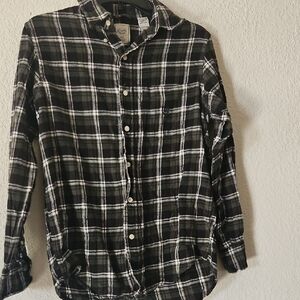 Chaps Men's Black, White and Green Checkered Shirt